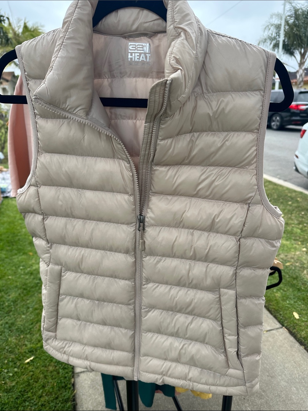 32 Degrees Light Beige Quilted Puffer Vest